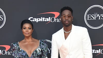 Gabrielle Union, left, and Dwyane Wade arrive at the Espy Awards on Wednesday, July 10, 2019, at the Microsoft Theatre in Los Angeles. AP
