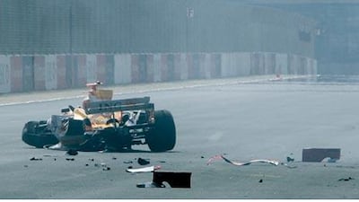 Renault F1 car was left badly damaged after the crash.