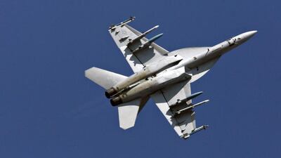 A US navy Boeing F/A-18F Super Hornet strike aircraft. Canada is in talks with jet makers including Boeing as it looks to upgrade its fleet of fighter jets. Dibyangshu Sarkar / AFP