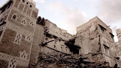 Many of the historic old buildings in the Old City of Sanaa are crumbling and many are being replaced with modern structures.
