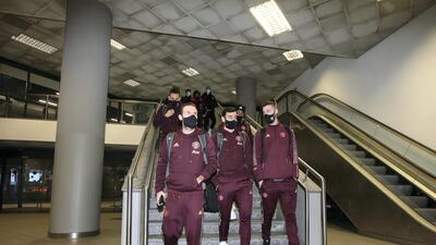 Juan Mata, Bruno Fernandes, David de Gea of Manchester United arrive in Turin. Getty
