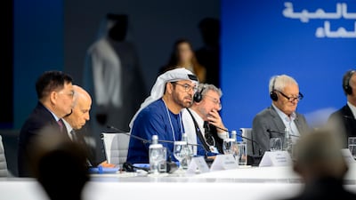 Mr Al Gergawi delivers a speech. Omar Al Askar / UAE Presidential Court