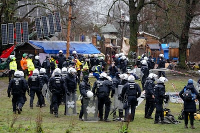 Many protesters were still opposing the clearance of Luetzerath on Thursday. AP