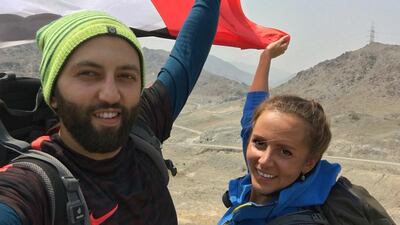 Mohamad Khalaf and Olga Zolotova plan to make their mark in the sand for the festive season in aid of Nepalese children. Courtesy Olga Zolotova