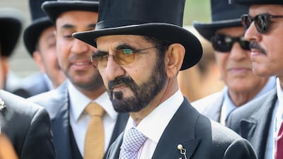 Sheikh Mohammed bin Rashid, Prime Minister and Ruler of Dubai, on Day 4 of Royal Ascot at Ascot Racecourse in Ascot, England. Getty Images