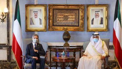 Prime Minister Sabah Al Sabah with US Secretary of State Antony Blinken.