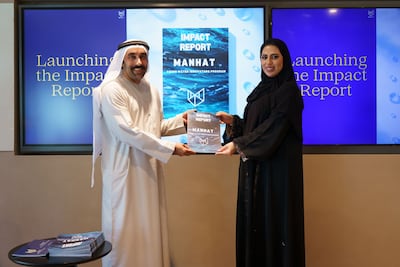 Manhat founder Saeed Alhassan, with Rahma Ali at the release of Manhat's impact report.