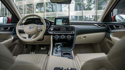 Ergonomics aren't as special as its European rivals but the G70's cabin remains a lovely environment. Courtesy Genesis