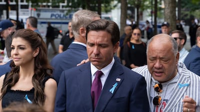 Governor of Florida Ron DeSantis and his wife Casey DeSantis visit the memorial at Ground Zero in New York. EPA