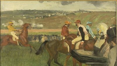 Louvre Abu Dhabi is hosting a significant exhibition of Impressionist works, with more than 150 masterpieces, including 'The Racecourse, amateur jockeys near a car', 1876-1887, by Edgar Degas. All photos: Louvre Abu Dhabi, Musee d'Orsay