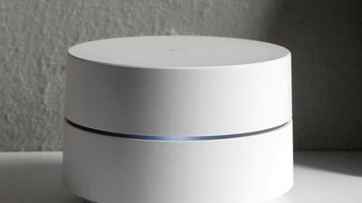 Google Wifi is displayed during the presentation of new Google hardware in San Francisco. Beck Diefenbach / Reuters