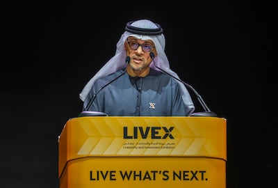 Mohamed Ali Al Shorafa, chairman of the Department of Municipalities and Transport, explains to delegates what liveability means for someone in Abu Dhabi. Victor Besa / The National