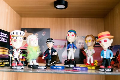 Mark Underwood and his Elton John memorabilia. Reem Mohammed / The National
