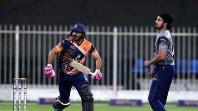 MGM's Asif Khan bats in the Sharjah Ramadan Cup game v Pacific Group