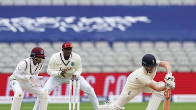 England's Dom Sibley on the defensive. AFP