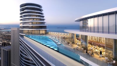 The rooftop pool at Sky Bridge, Address Sky Views, Dubai