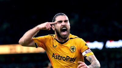 Wolves' Ruben Neves celebrates scoring the third goal in the 3-0 Premier League win against Liverpool at Molineux on February 4, 2023. PA