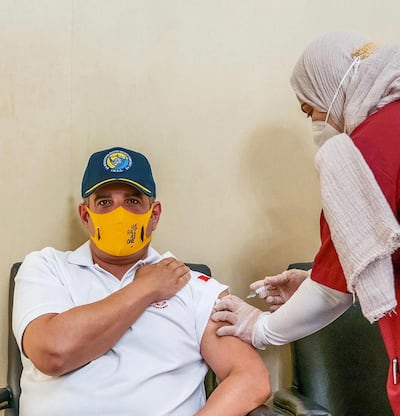 Crown Prince of Bahrain Sheikh Salman bin Hamad Al Khalifa takes a Sinopharm vaccine shot in Manama. AFP
