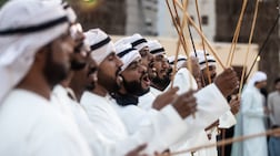 Traditional Emirati dance being performed at Al Hosn Festival in Abu Dhabi. Ruel Pableo for The National
