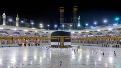A few pilgrims circumambulating the Kaaba, Islam's holiest shrine, at the Grand Mosque in the Saudi holy city of Makkah. AFP