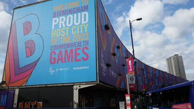 The Bullring & Grand Central Shopping Centre displays Commonwealth Games branding. Getty Images