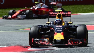Red Bull Racing’s Belgian-Dutch driver Max Verstappen (R) and Ferrari’s Finnish driver Kimi Raikkonen drive at the Circuit de Catalunya on May 15, 2016 in Montmelo on the outskirts of Barcelona during the Formula One Spanish Grand Prix. Tom Gandoflini / AFP
