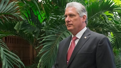 Vice President of Cuba Miguel Diaz-Canel walks to the official welcome ceremony at the Palace of the Revolution in Havana, Cuba, 21 March 2016. EPA/MICHAEL REYNOLDS