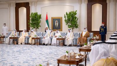 The gathering was held at Al Mushrif Palace. Photo: @MohamedBinZayed Twitter