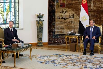 Egypt's President Abdel Fattah El Sisi meets US Secretary of State Antony Blinken in Cairo on Wednesday. AFP