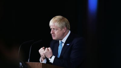 Prime Minister Boris Johnson during a speech on domestic priorities in Manchester, England. The PM is already proving to be popular among some voters. Getty Images