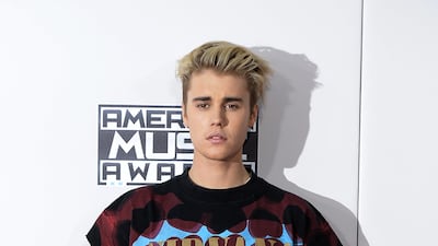 In a vintage Nirvana T-shirt for the American Music Awards at the Microsoft Theatre in Los Angeles, California, on November 22, 2015. EPA