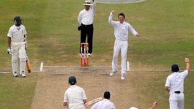 England celebrate the wicket of Dale Steyn yesterday.