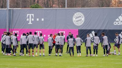 The Bayern squad during training. Getty