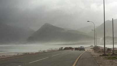The road heading east near Mughsail beach. This is usually a dry river bed. Antony Hansen for The National