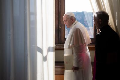 Pope Francis leaves after his weekly general audience at the Vatican on Wednesday. AP Photo