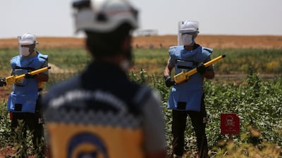 In Syria's rebel-held north, it is rescue workers who take on the daunting task of sweeping for landmines and detonating them, in the absence of state support. The White Helmets rescue group has even set up training and workshops to raise awareness on the dangers landmines pose.