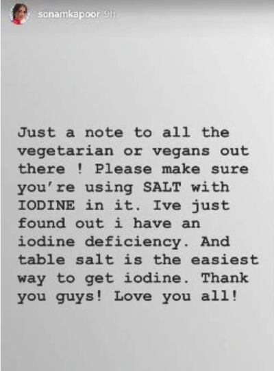 Sonam Kapoor shared the advice with her 21.1 million Instagram followers. Sonam Kapoor / Instagram