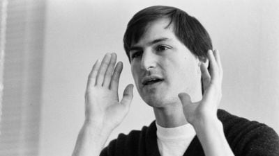 Steve Jobs's 1988 product introduction of the NeXT Cube was touch and go. Doug Menuez / Stanford Archive