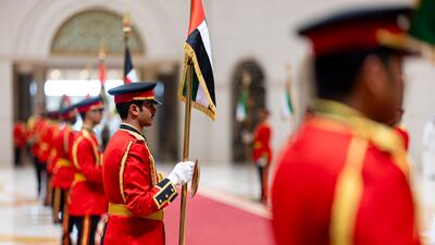 Kuwaiti honour guards at Kuwait International Airport