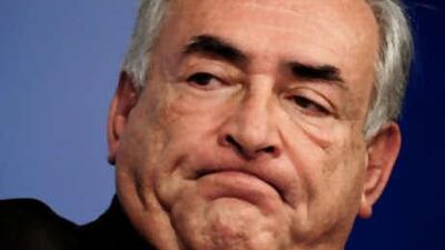 Picture taken on Oct 12 2008 at the World Bank in Washington shows the IMF managing director Dominique Strauss-Kahn as he listens during a press conference during the World Bank/IMF Annual Meetings.