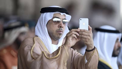Sheikh Mansour bin Zayed , UAE Deputy Prime Minister and Minister of Presidential Affairs takes a photo. Hamad Al Mansouri for the Crown Prince Court - Abu Dhabi