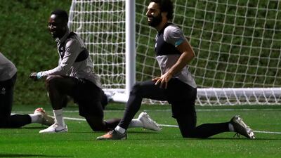 Mohamed Salah and his Liverpool teammates train ahead of their Fifa Club World Cup semi-final against Mexico's Monterrey. Reuters