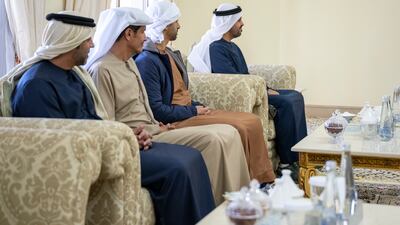 Sheikh Mohamed travelled with Sheikh Theyab bin Mohammed, Member of the Abu Dhabi Executive Council, Sheikh Hamdan bin Mohamed, Sheikh Sultan bin Hamdan, adviser to the President, and Sheikh Mohammed bin Tahnoun, adviser for Special Affairs in the Presidential Court