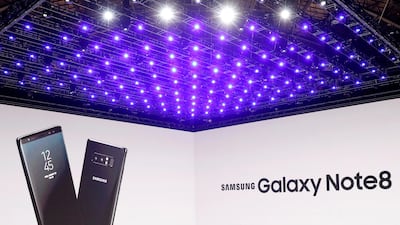 Samsung introduces the Galaxy Note 8 smartphone during a launch event in New York. Brendan McDermid / Reuters