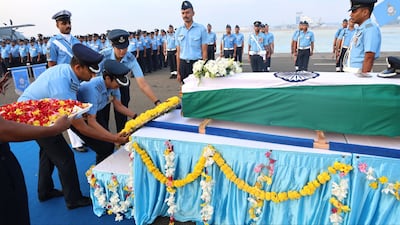 The Indian Air Force repatriated Wing Commander Namansh Syal, who was killed in an accident during an aerial display at Dubai Airshow. Photo: Indian Air Force