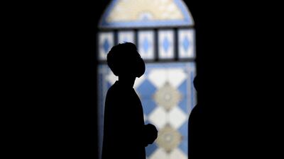 Social-distancing measures in UAE mosques dictate that worshippers must stand three metres apart during prayer. Getty Images