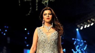 A model presents a creation by designer Rani Emaan. Rizwan Tabassum / AFP photo