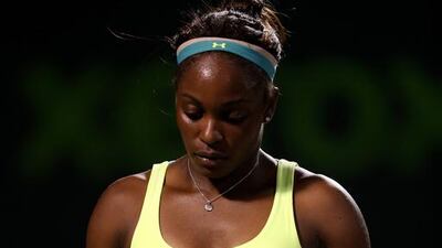 Sloane Stephens made 37 unforced errors in her 6-0, 6-1 defeat to Caroline Wozniacki at the Sony Open on Sunday. Matthew Stockman / AFP