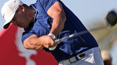 Brooks Koepka from the US tees off on the 14th hole during the second round of the Abu Dhabi Championship. AP