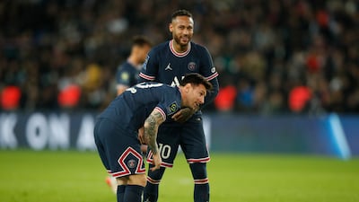 Messi (L) and Neymar during the Ligue 1 match against Lille. EPA